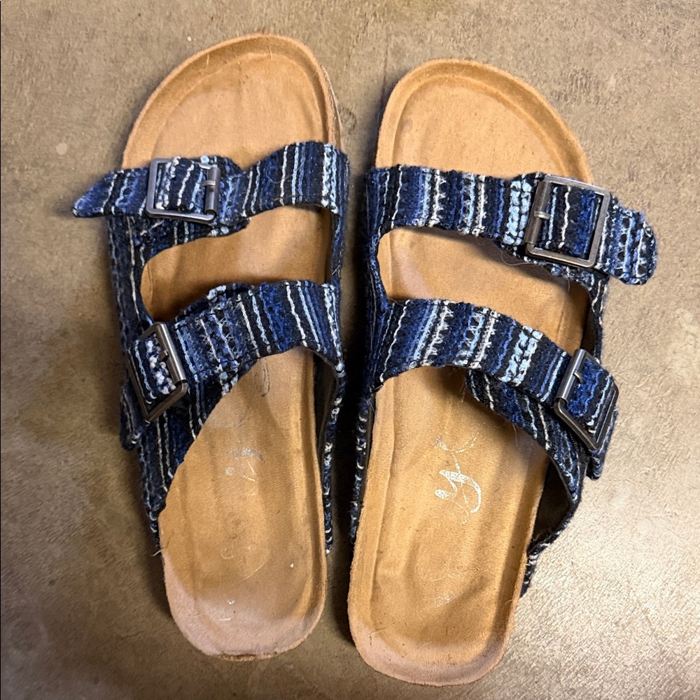 Very G Navy Striped Sandals